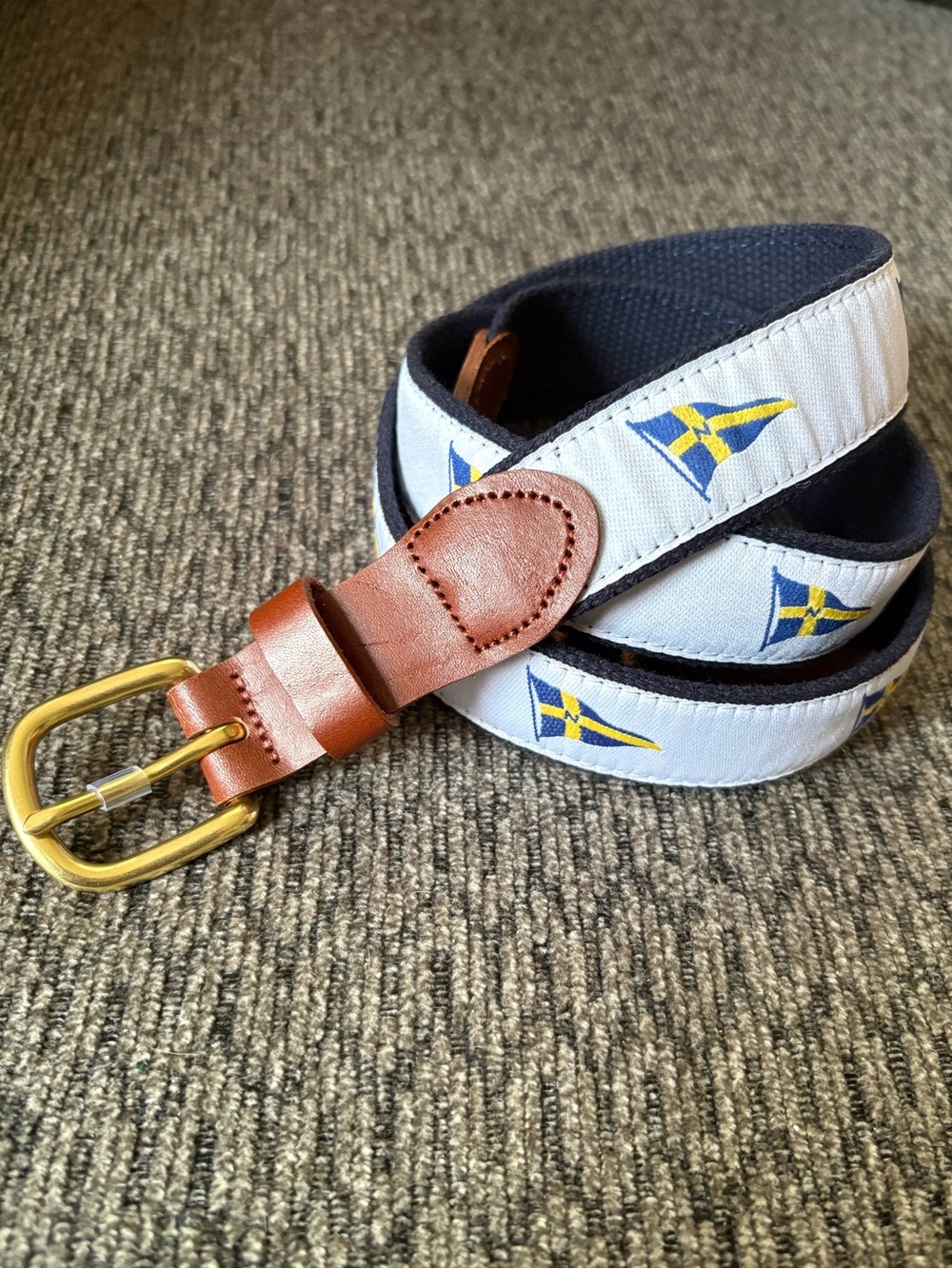 NWOT Leather Man Ltd. Nautical Flag Embroidered Men’s Belt 44